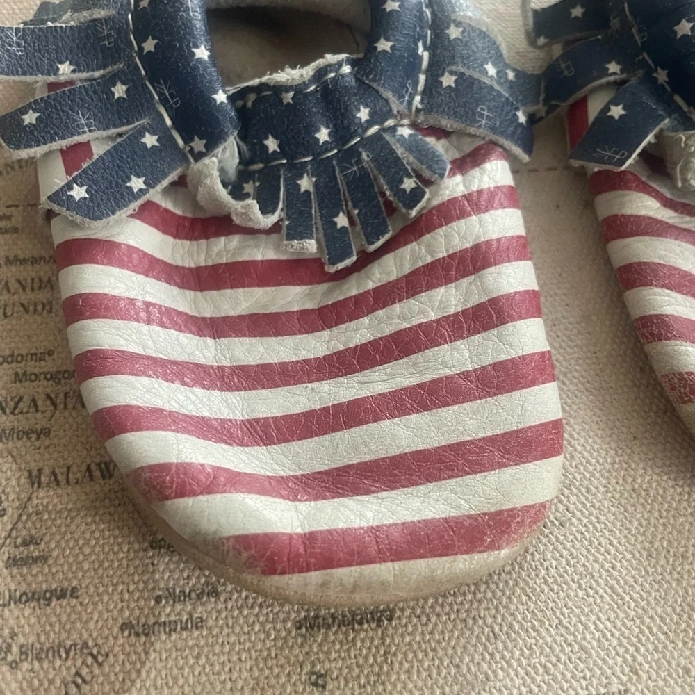 Freshly Picked Stars and Stripes Moccasins Size 4